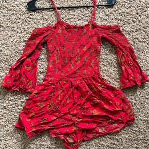 Forever 21 Red Floral romper